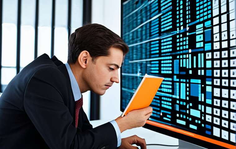 A focused professional, appearing to transition from a state of information overwhelm to clear understanding. The scene is set in a modern, minimalist office. Initially, abstract, chaotic data streams and digital interfaces surround them, symbolizing complex information. Then, subtle visual cues of geometric patterns and interconnected lines emerge, representing the dawning of insight and order from the data. The professional is fully clothed in appropriate business attire, with a natural pose and perfect anatomy, well-formed hands, correct proportions, and a proper finger count. This is a safe for work, appropriate content, family-friendly image, captured with professional photography, high quality.