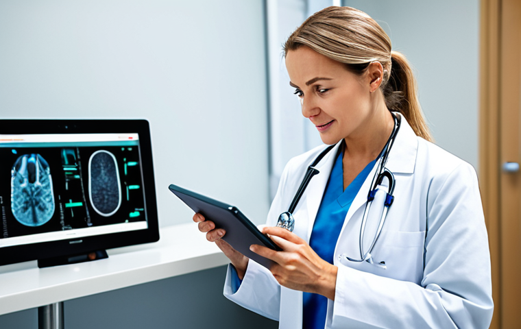 패턴 인식 기술을 활용한 데이터 분석 - Healthcare Innovation**

"A doctor in a modern, well-lit hospital office, consulting patient data on...