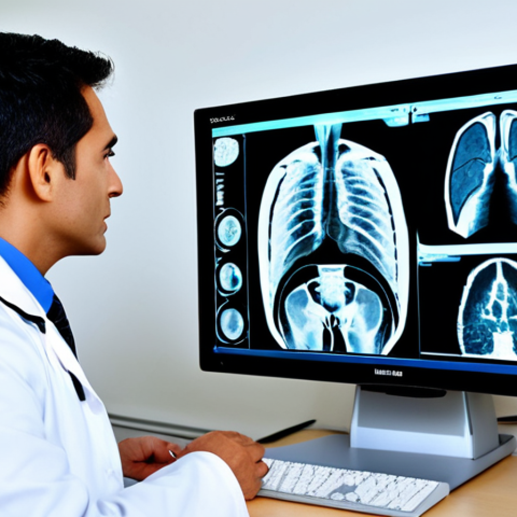 디지털 시대의 패턴 인식 기술 - Medical Analysis**

"A doctor analyzing a medical scan (e.g., X-ray) on a monitor, fully clothed in ...