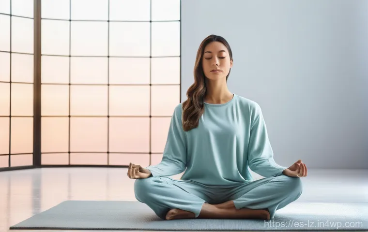 패턴 인식 능력 향상을 위한 명상 기법 - **Prompt:** A young adult, wearing comfortable, modest loungewear, sits in a meditative pose within ...