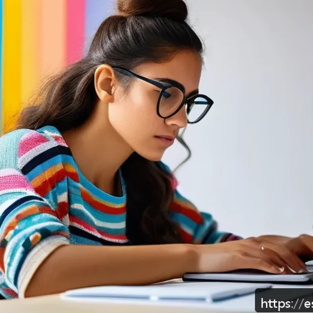 패턴 인식 능력 향상에 도움이 되는 교육 동영상 - A focused young Hispanic woman sitting at a modern desk in a cozy, sunlit room, intently observing a...